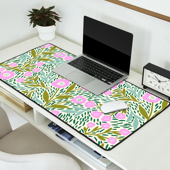 Botanical Garden - Pink and Green Desk Mat Gallery Image 2