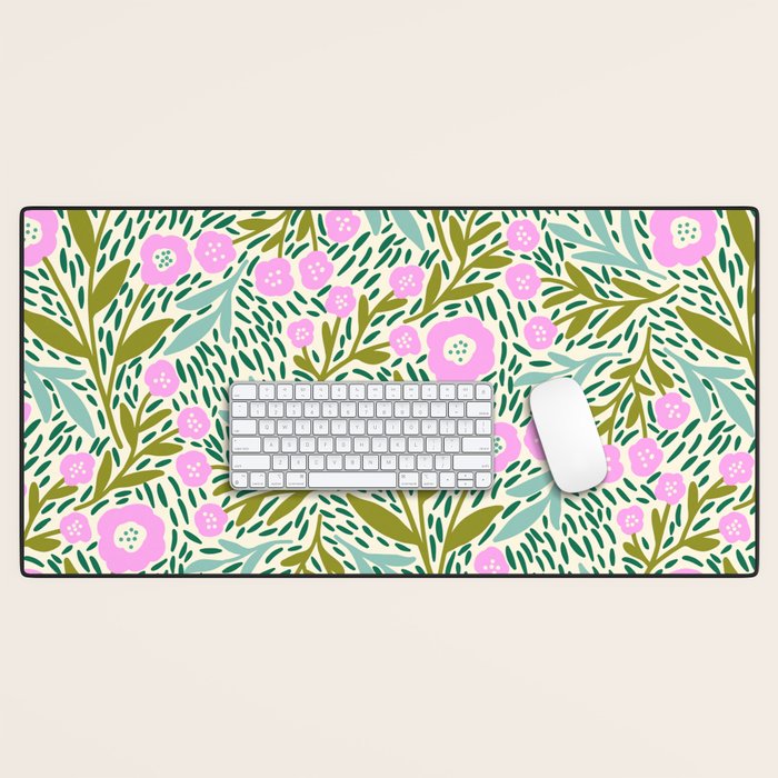 Botanical Garden - Pink and Green Desk Mat Gallery Image 1