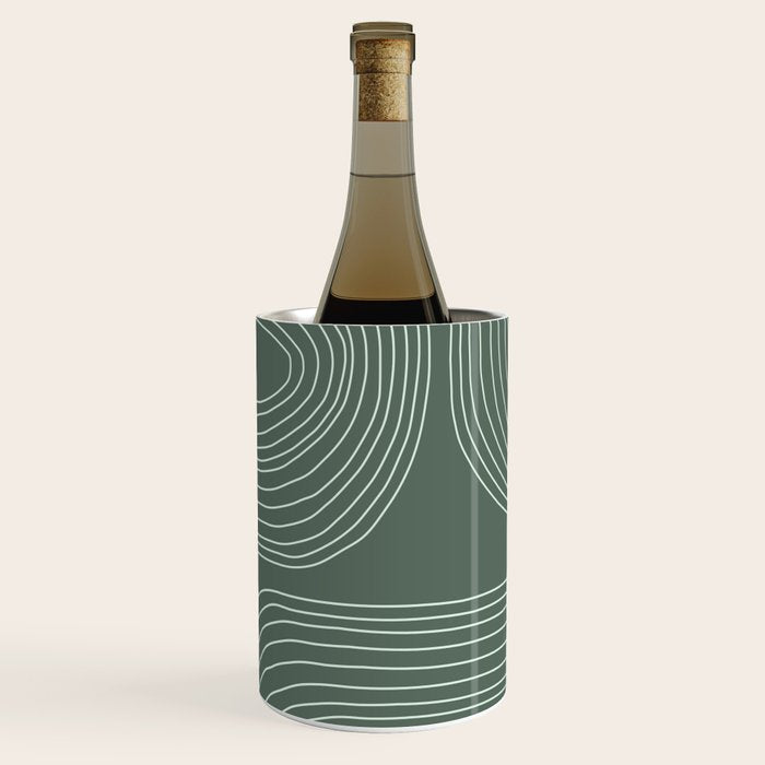Hand drawn Geometric Lines in Forest Green 3 Wine Chiller Gallery Image 1