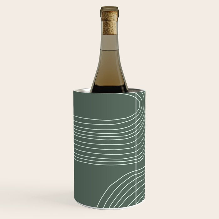 Hand drawn Geometric Lines in Forest Green 3 Wine Chiller Gallery Image 2