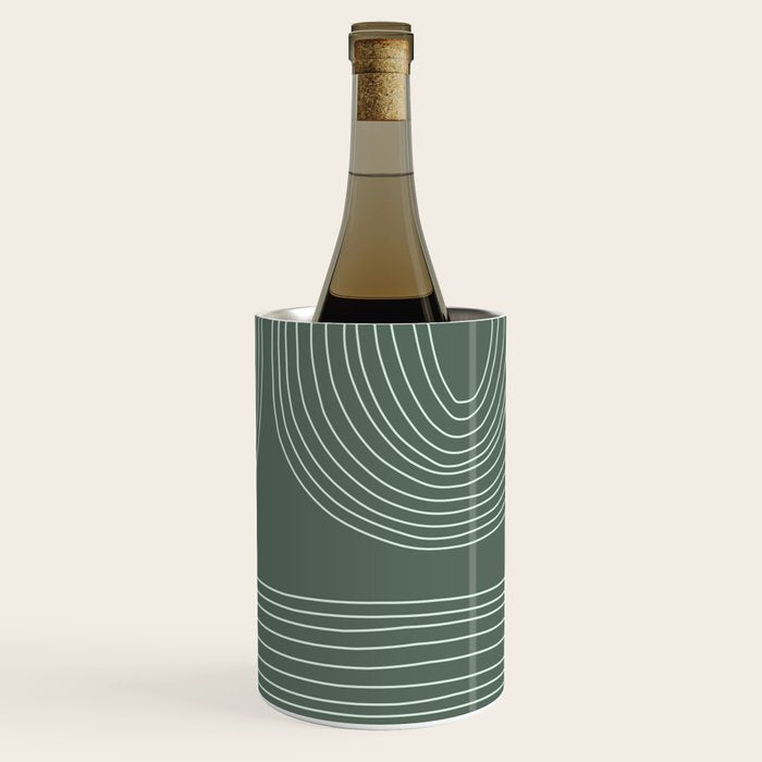 Hand drawn Geometric Lines in Forest Green 3 Wine Chiller Gallery Image 3