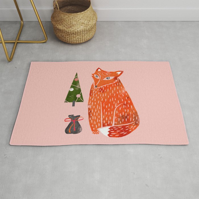 Christmas fox - illustration Rug Gallery Image 1