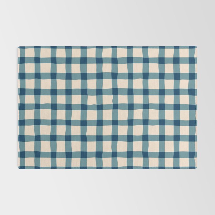 Organic Gingham Blue Rug Gallery Image 2