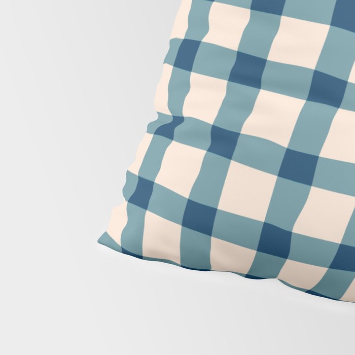 Organic Gingham Blue Pillow Sham Gallery Image 4