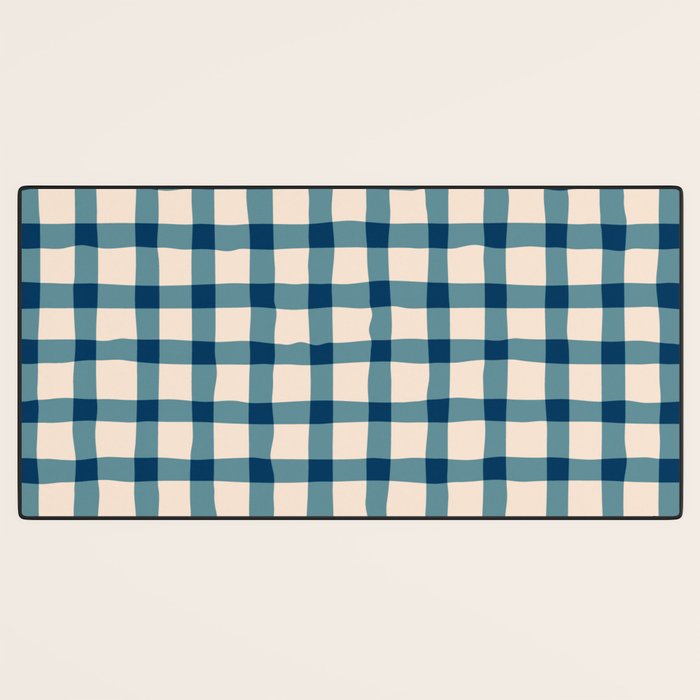 Organic Gingham Blue Desk Mat Gallery Image 3