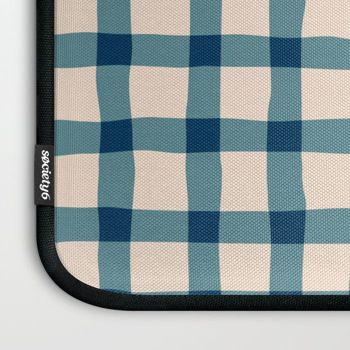Organic Gingham Blue Laptop Sleeve Gallery Image 3