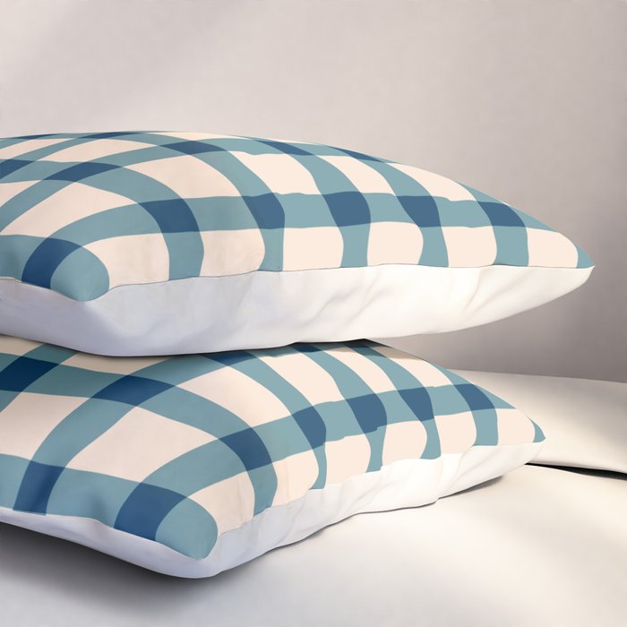 Organic Gingham Blue Pillow Sham Gallery Image 3