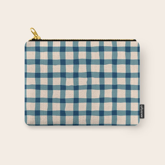 Organic Gingham Blue Carry All Pouch Gallery Image 1