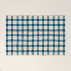 Organic Gingham Blue Welcome Mat Gallery Image 1