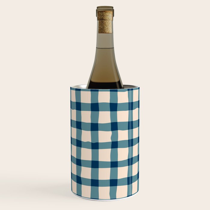 Organic Gingham Blue Wine Chiller Gallery Image 1