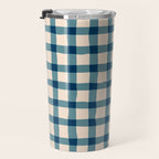 Organic Gingham Blue Travel Mug Gallery Image 3