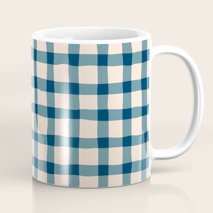Organic Gingham Blue Coffee Mug Gallery Image 1
