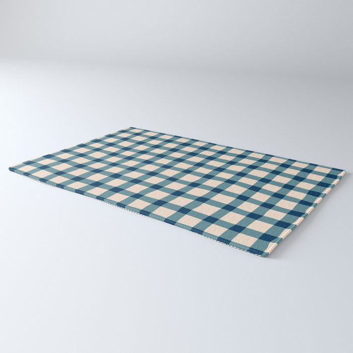 Organic Gingham Blue Rug Gallery Image 3