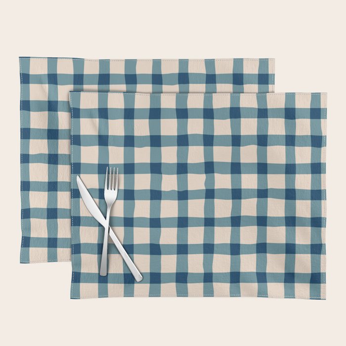Organic Gingham Blue Placemat Gallery Image 1