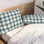 Organic Gingham Blue Pillow Sham Gallery Image 2