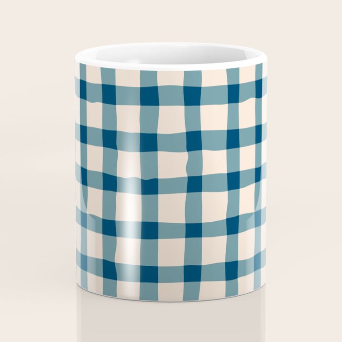 Organic Gingham Blue Coffee Mug Gallery Image 4