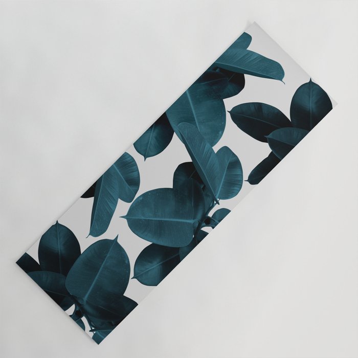 Indigo Blue Plant Leaves Yoga Mat Gallery Image 1