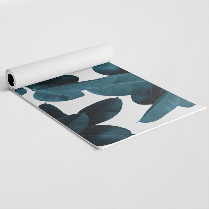 Indigo Blue Plant Leaves Yoga Mat Gallery Image 2