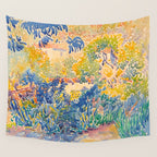 Henri-Edmond Cross Neo-Impressionism Pointillism The Artist's Garden at St. Clair Watercolor Paintin Wall Tapestry Gallery Image 4