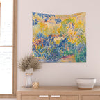 Henri-Edmond Cross Neo-Impressionism Pointillism The Artist's Garden at St. Clair Watercolor Paintin Wall Tapestry Gallery Image 2