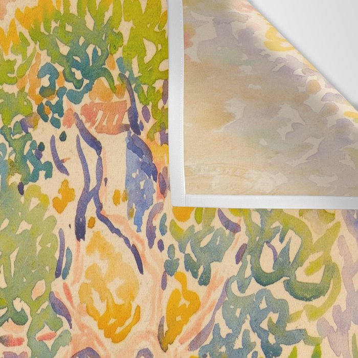 Henri-Edmond Cross Neo-Impressionism Pointillism The Artist's Garden at St. Clair Watercolor Paintin Wall Tapestry Gallery Image 3
