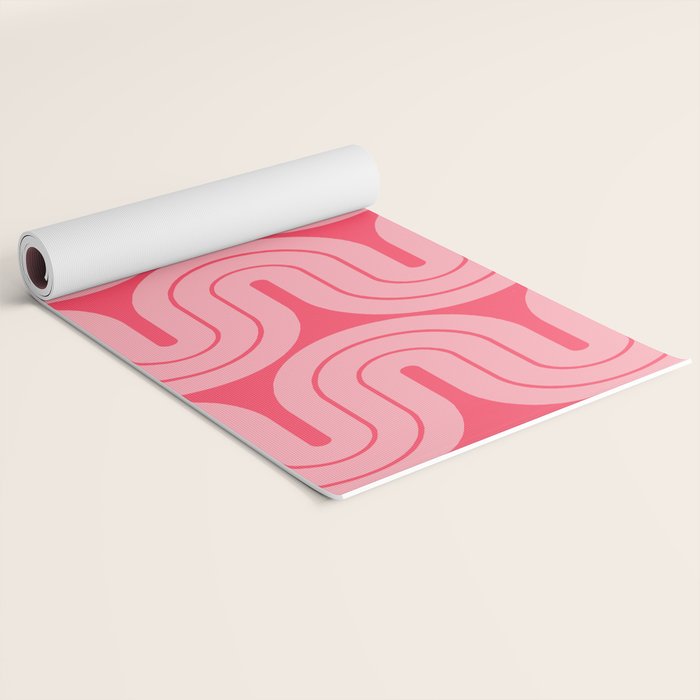 70s Throwback Wavy Stripes Pattern Yoga Mat Gallery Image 2