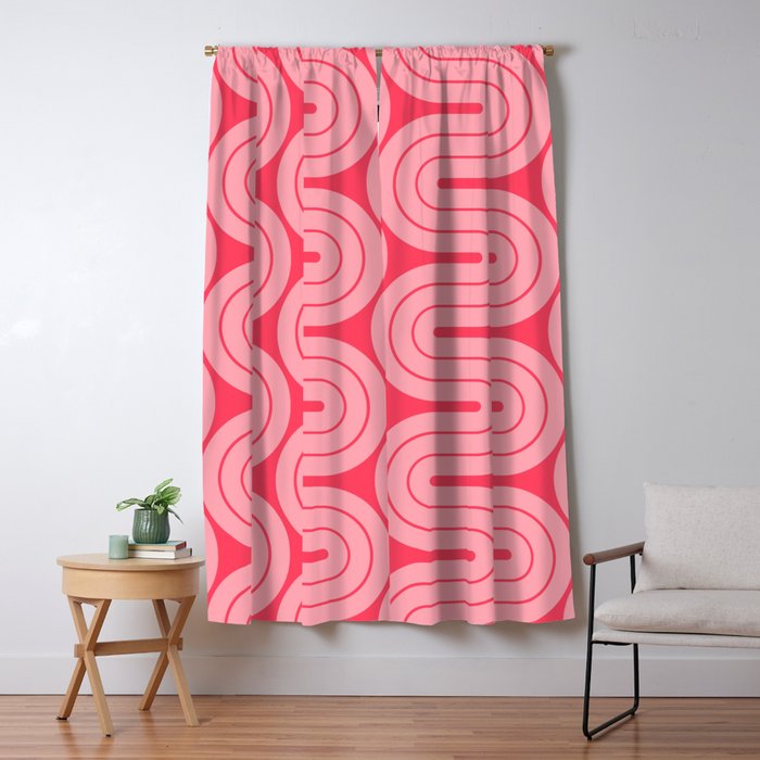 70s Throwback Wavy Stripes Pattern Window Curtain Gallery Image 1
