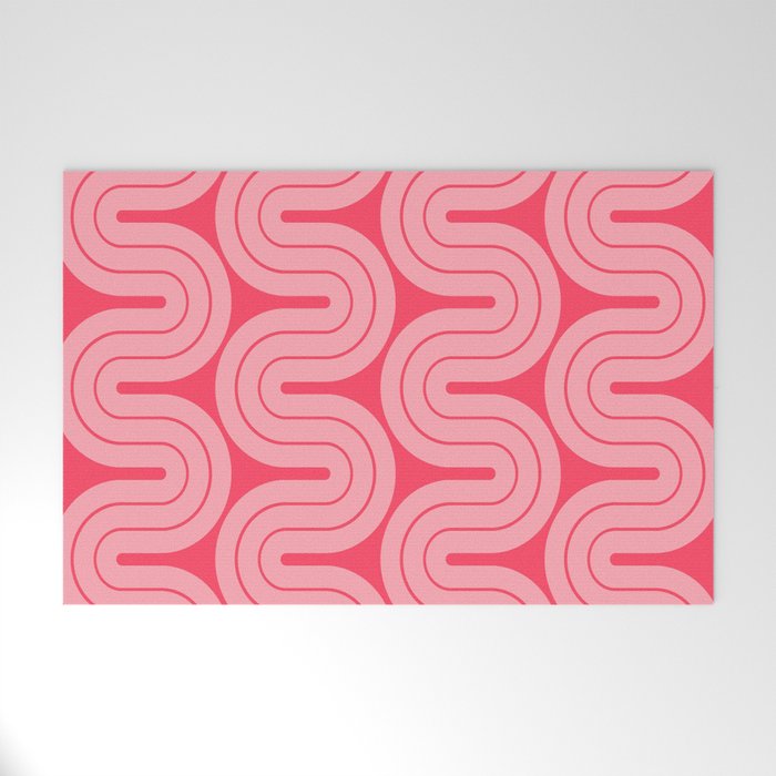 70s Throwback Wavy Stripes Pattern Welcome Mat Gallery Image 1