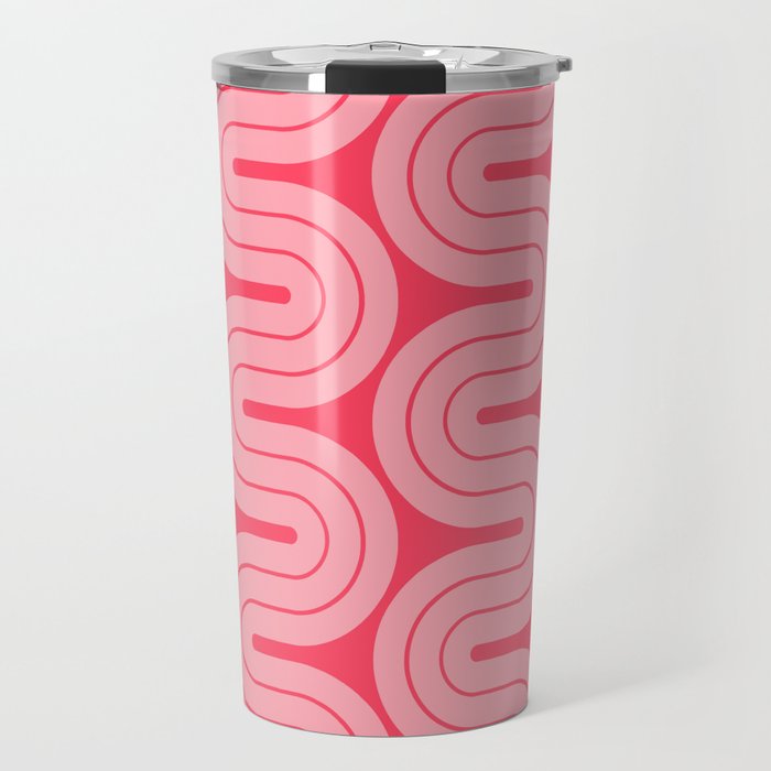 70s Throwback Wavy Stripes Pattern Travel Mug Gallery Image 1