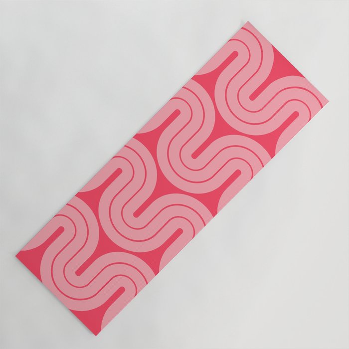 70s Throwback Wavy Stripes Pattern Yoga Mat Gallery Image 1