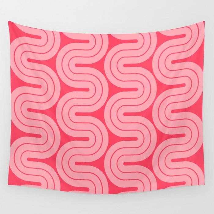 70s Throwback Wavy Stripes Pattern Wall Tapestry Gallery Image 1