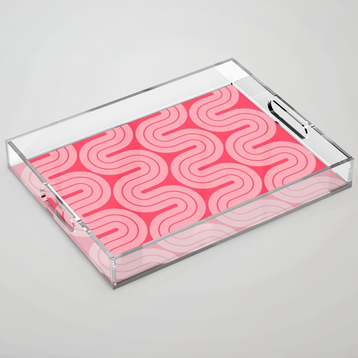 70s Throwback Wavy Stripes Pattern Acrylic Tray Gallery Image 1