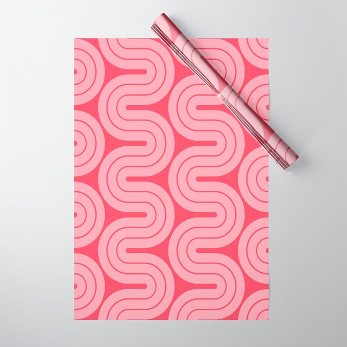 70s Throwback Wavy Stripes Pattern Wrapping Paper Gallery Image 1