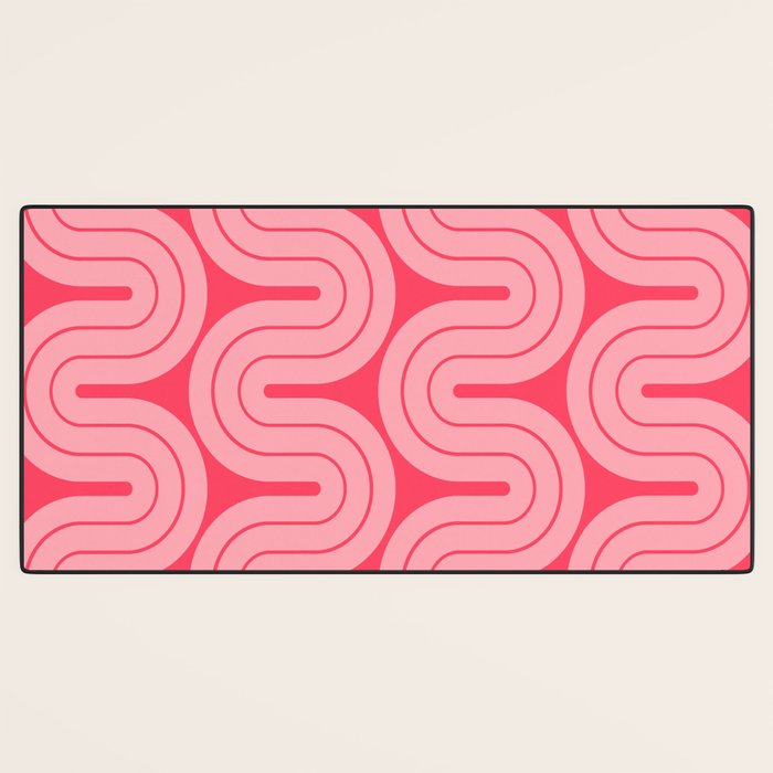 70s Throwback Wavy Stripes Pattern Desk Mat Gallery Image 3