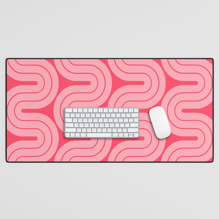 70s Throwback Wavy Stripes Pattern Desk Mat Gallery Image 1
