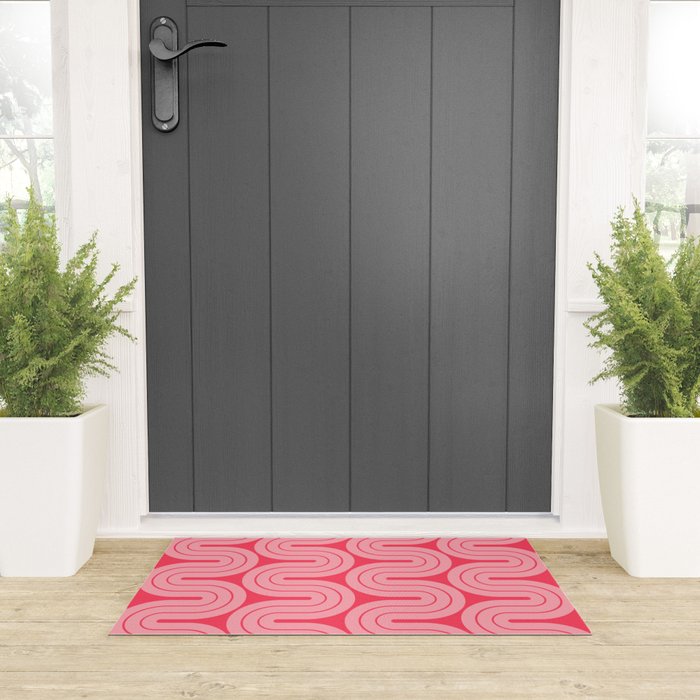 70s Throwback Wavy Stripes Pattern Welcome Mat Gallery Image 3