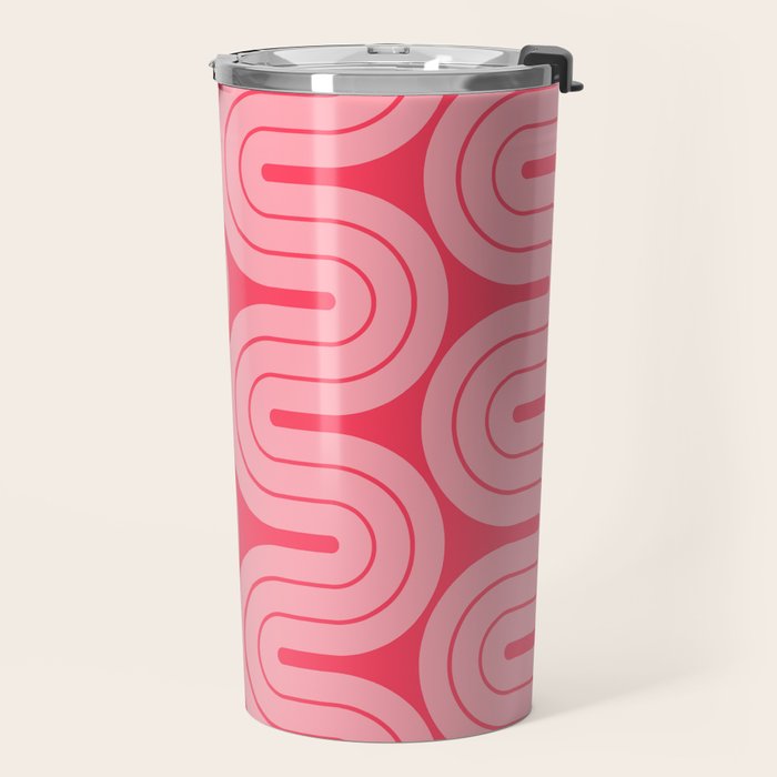 70s Throwback Wavy Stripes Pattern Travel Mug Gallery Image 2