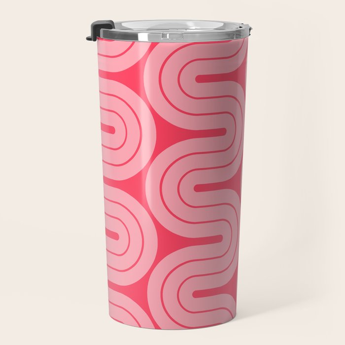 70s Throwback Wavy Stripes Pattern Travel Mug Gallery Image 3