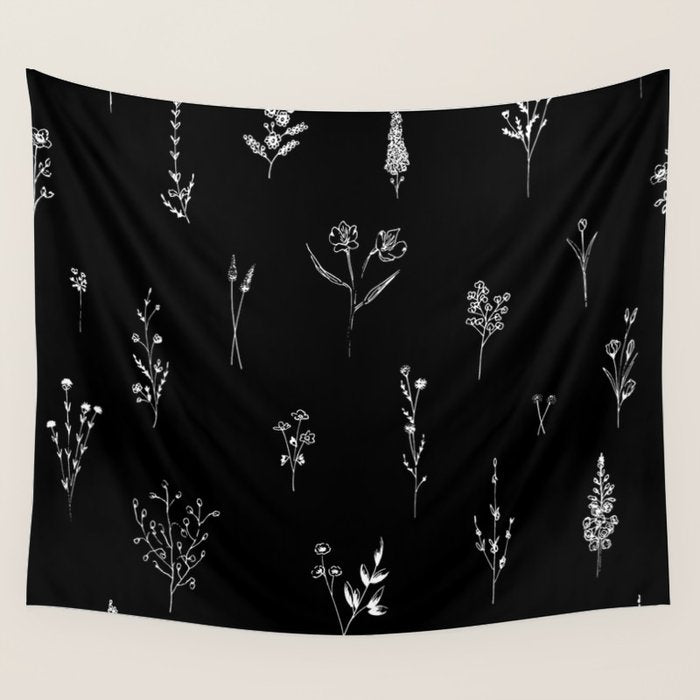 Black wildflowers Big Wall Tapestry Gallery Image 4