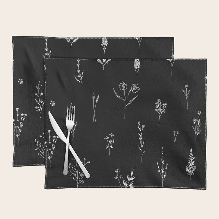 Black wildflowers Big Placemat Gallery Image 1