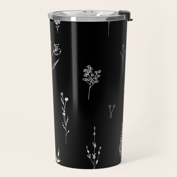 Black wildflowers Big Travel Mug Gallery Image 2