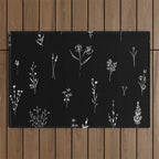 Black wildflowers Big Outdoor Rug Gallery Image 1