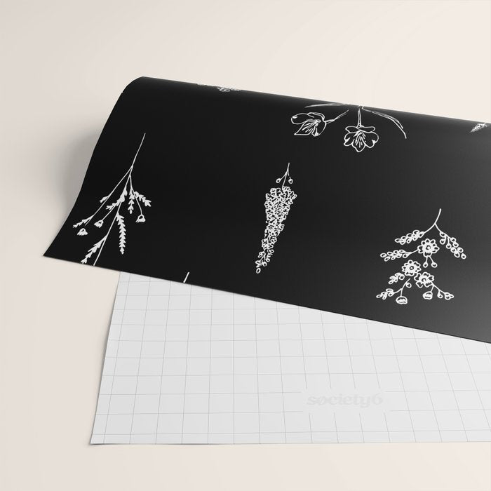 Black wildflowers Big Wrapping Paper Gallery Image 2