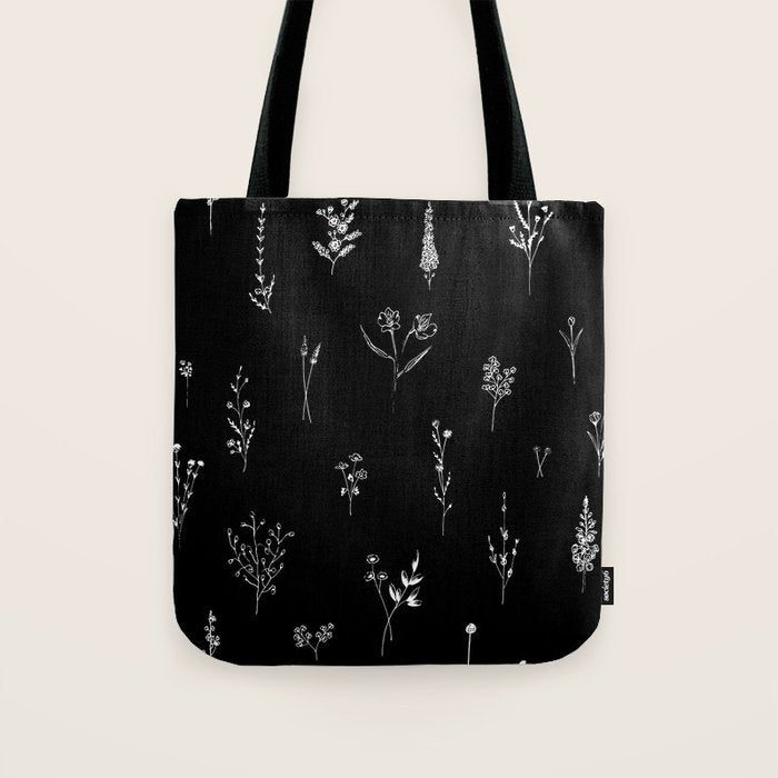 Black wildflowers Big Tote Bag Gallery Image 1