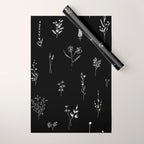 Black wildflowers Big Wrapping Paper Gallery Image 1