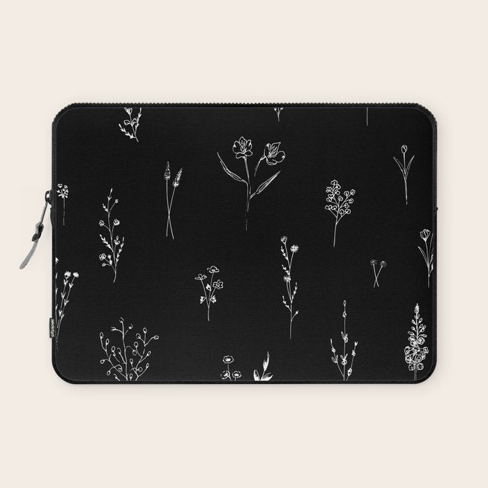 Black wildflowers Big Laptop Sleeve Gallery Image 1