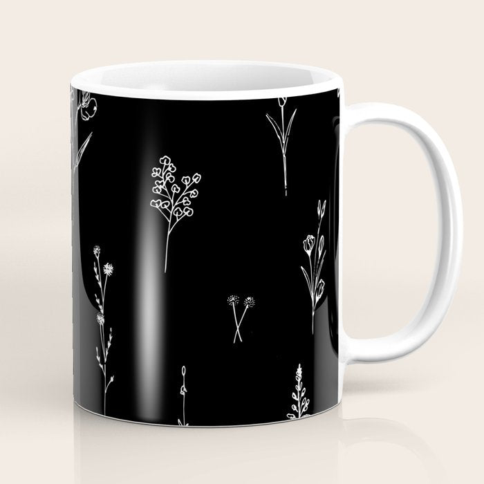 Black wildflowers Big Coffee Mug Gallery Image 1