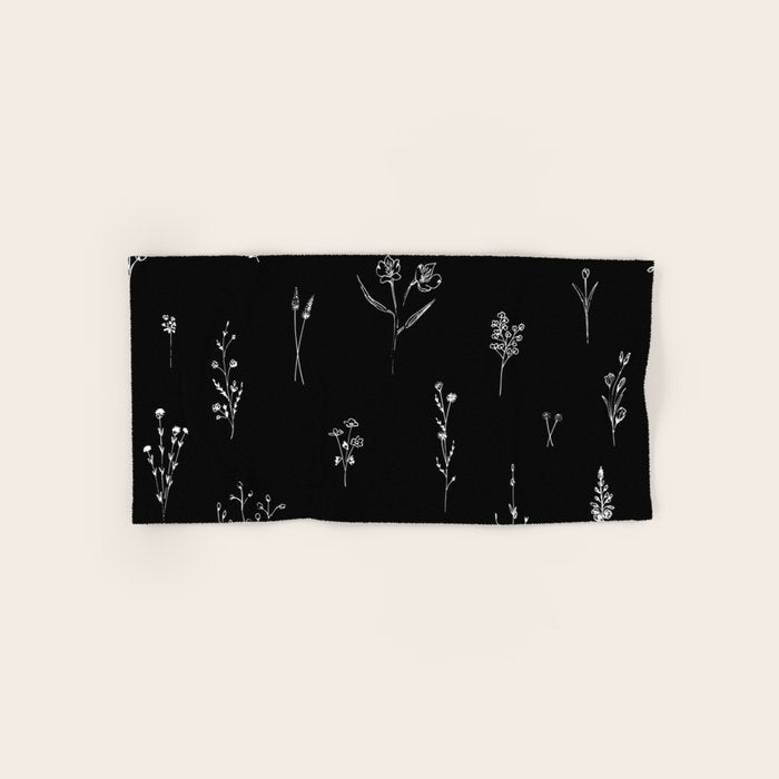 Black wildflowers Big Bath Towel Gallery Image 1