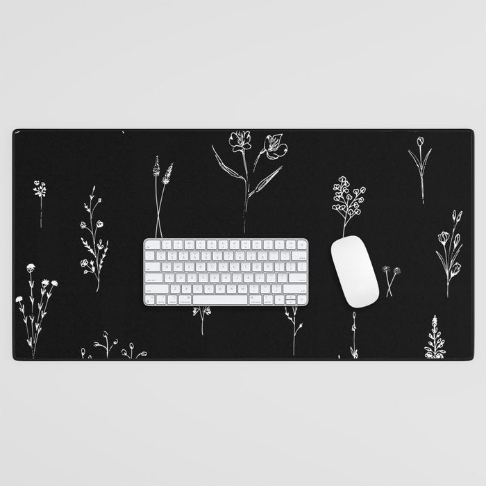 Black wildflowers Big Desk Mat Gallery Image 1