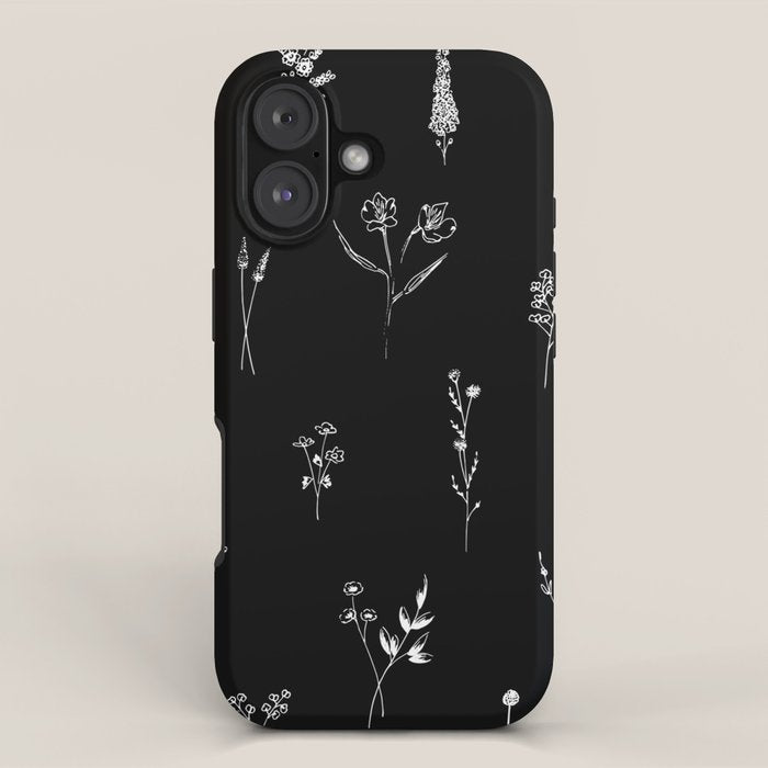 Black wildflowers Big iPhone Case